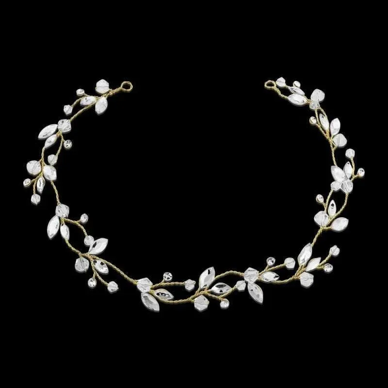 Gold Bridal Hair Vine with Crystals, 3998