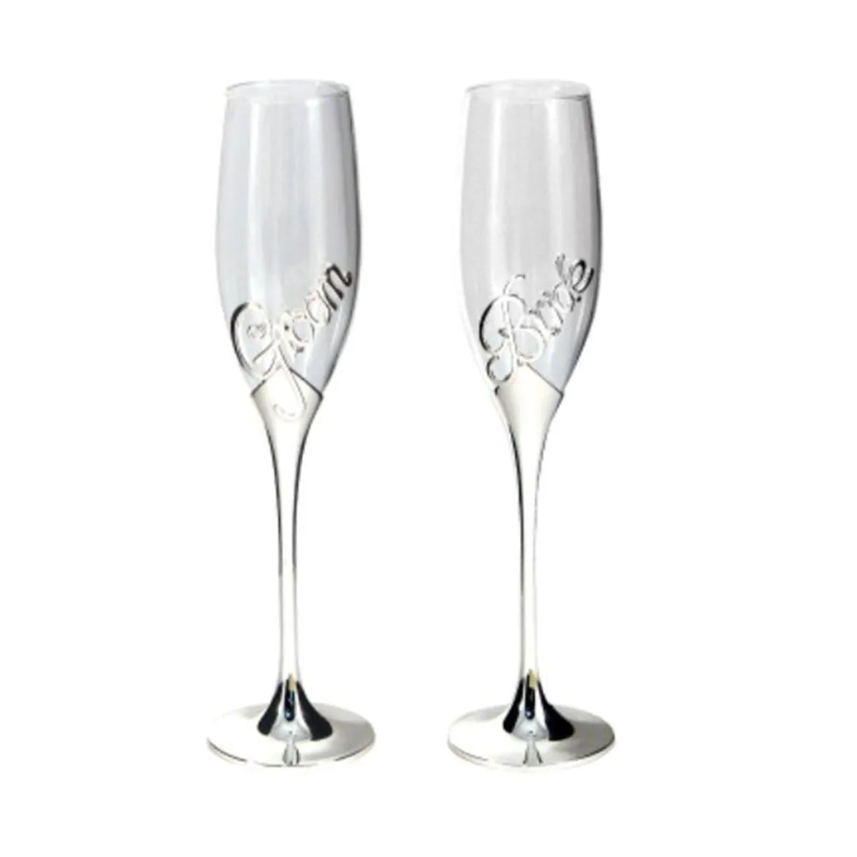 Groom and Bride Champagne Flutes, 2 Count