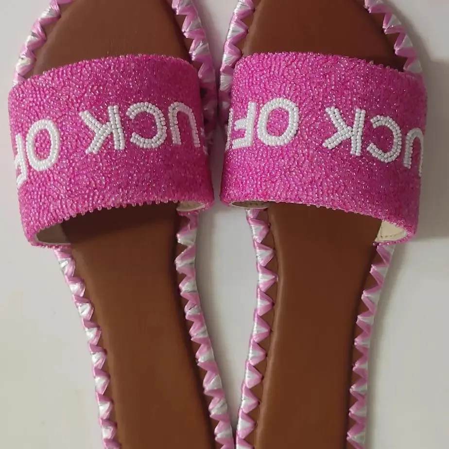 Hand Beaded Sandals | Fuck Off