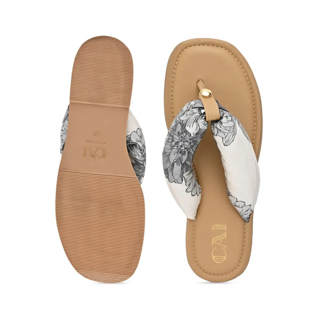 Illustrated Fabric Thong Flat