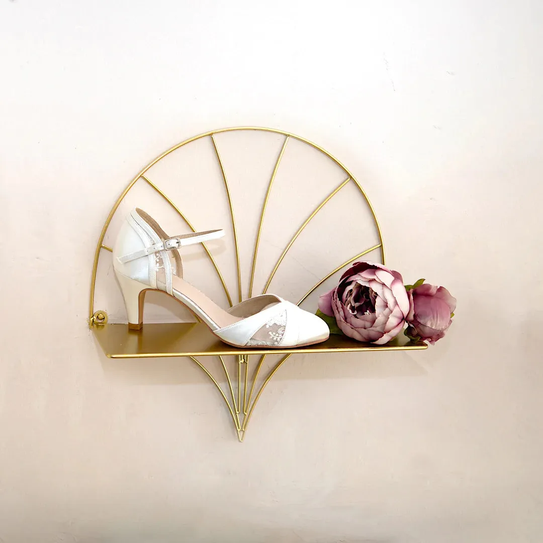Ivory Satin Bridal Shoe with Lace Detail, By Perfect Bridal, Susie