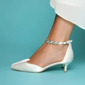 Ivory Satin Wedding Shoes with Ankle Strap, By Perfect Bridal, ELIZA