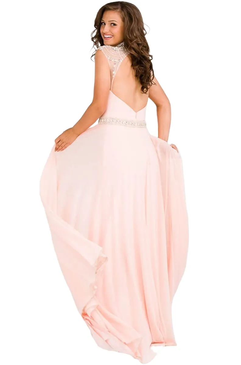 Jovani JVN 48641 size 12 Blush Long A Line Formal Dress Embellished Gown