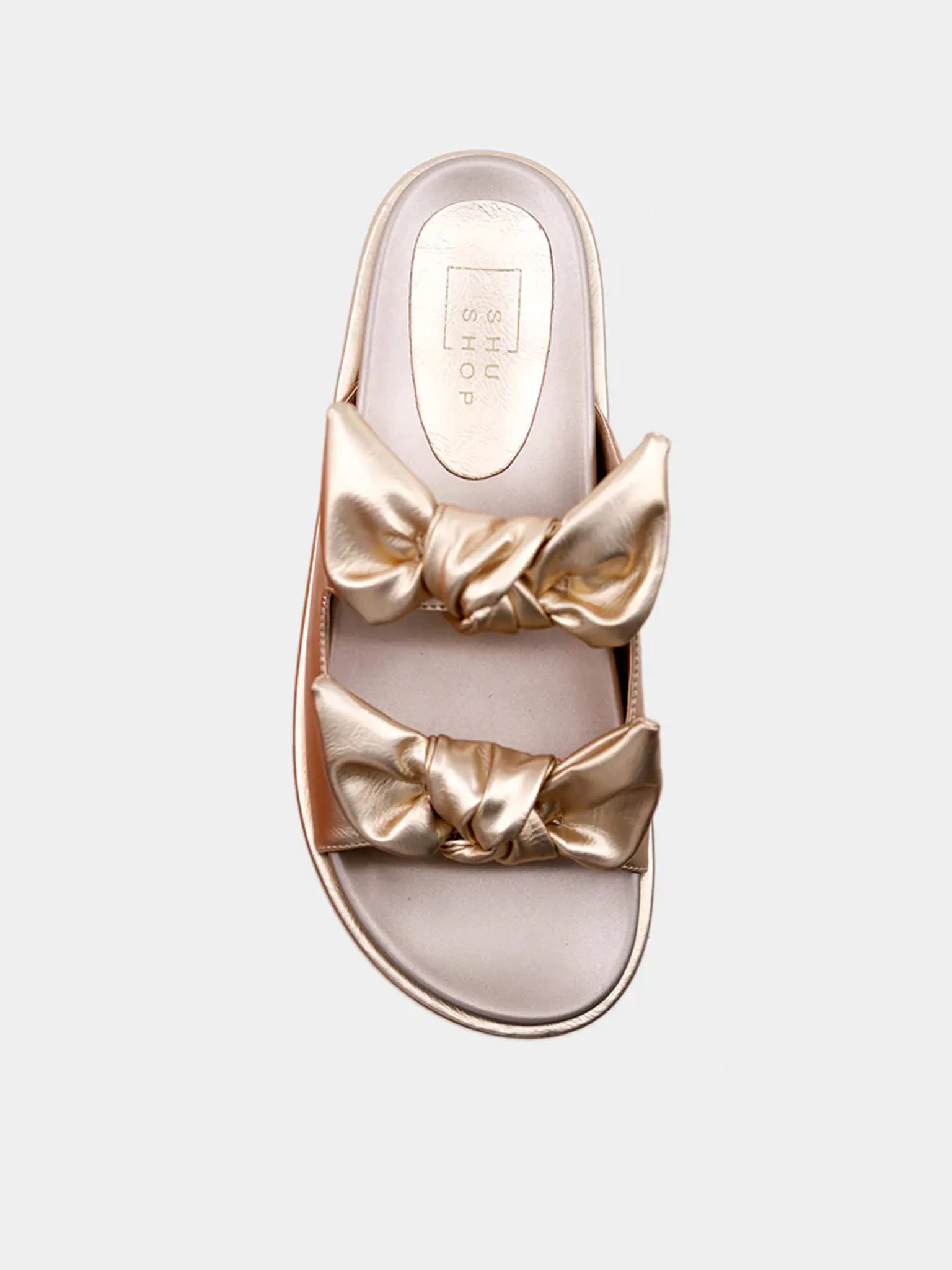 Kiki Bow Flatform Sandals in Gold