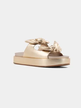 Kiki Bow Flatform Sandals in Gold