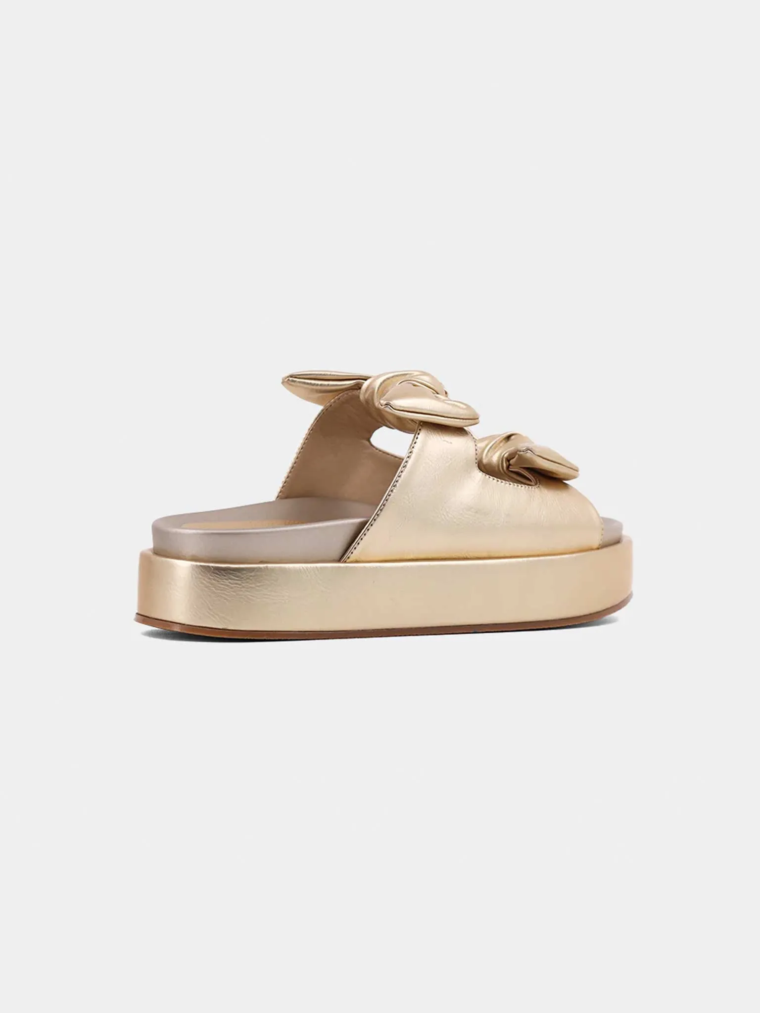 Kiki Bow Flatform Sandals in Gold