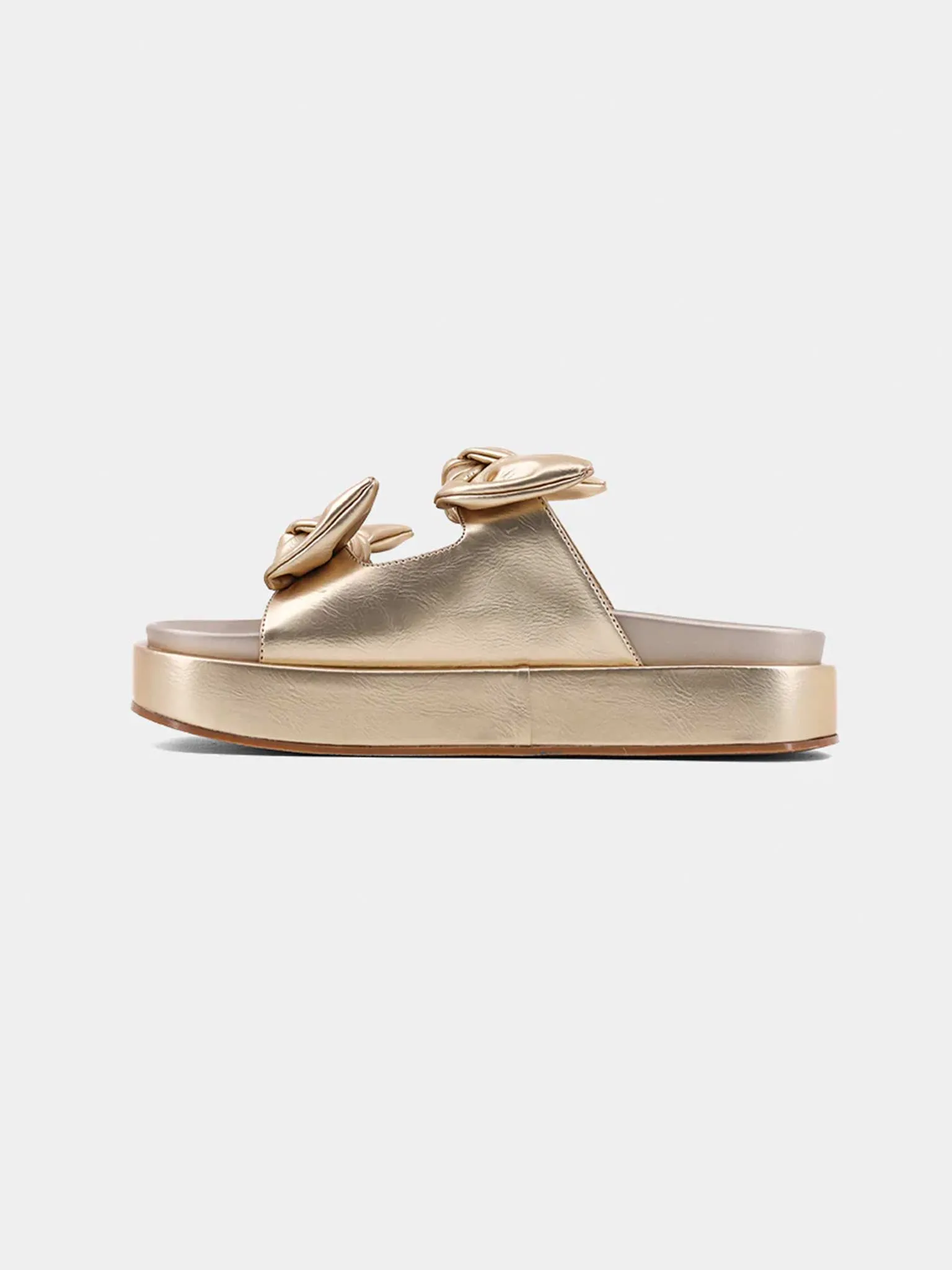 Kiki Bow Flatform Sandals in Gold