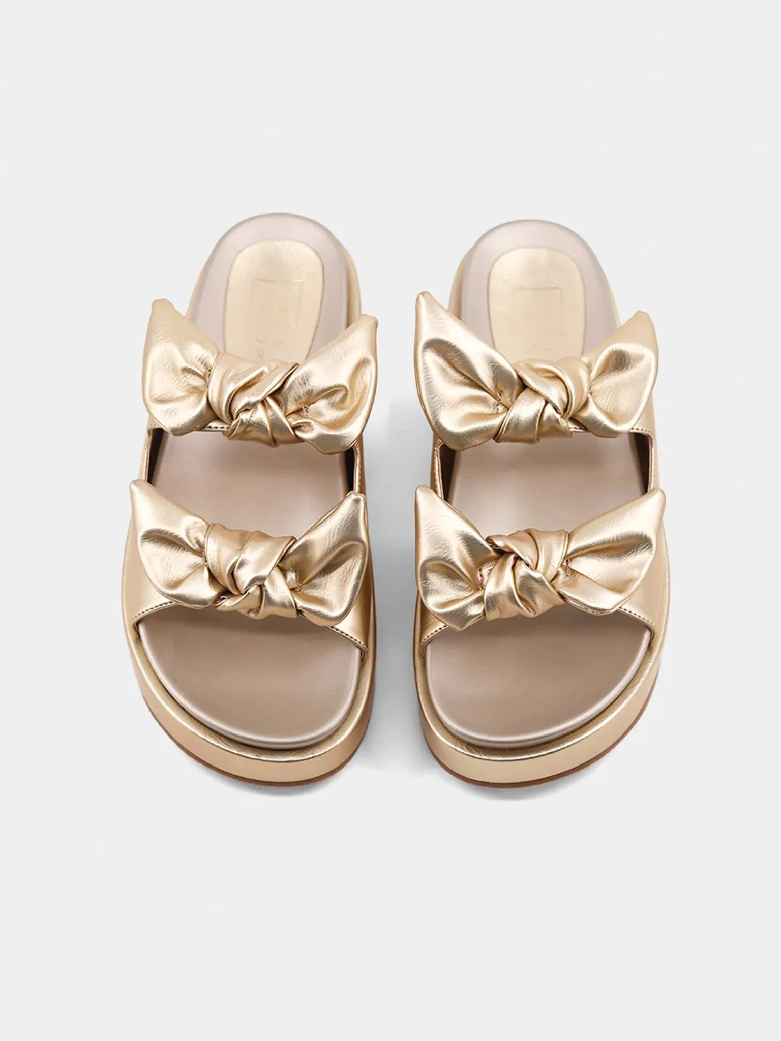 Kiki Bow Flatform Sandals in Gold