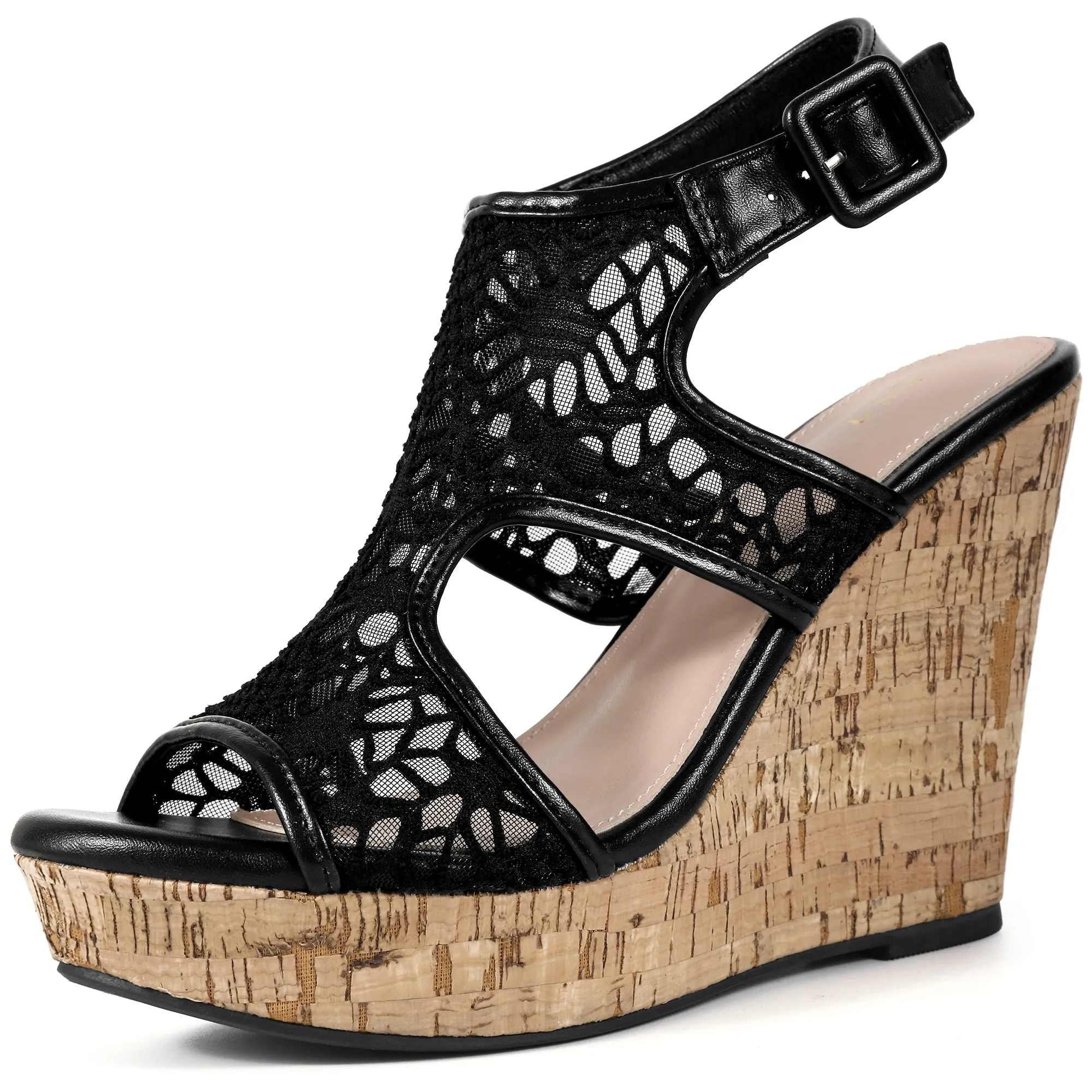Lace Ankle Strap Platform Wedges Heel Sandals for Women