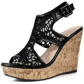Lace Ankle Strap Platform Wedges Heel Sandals for Women