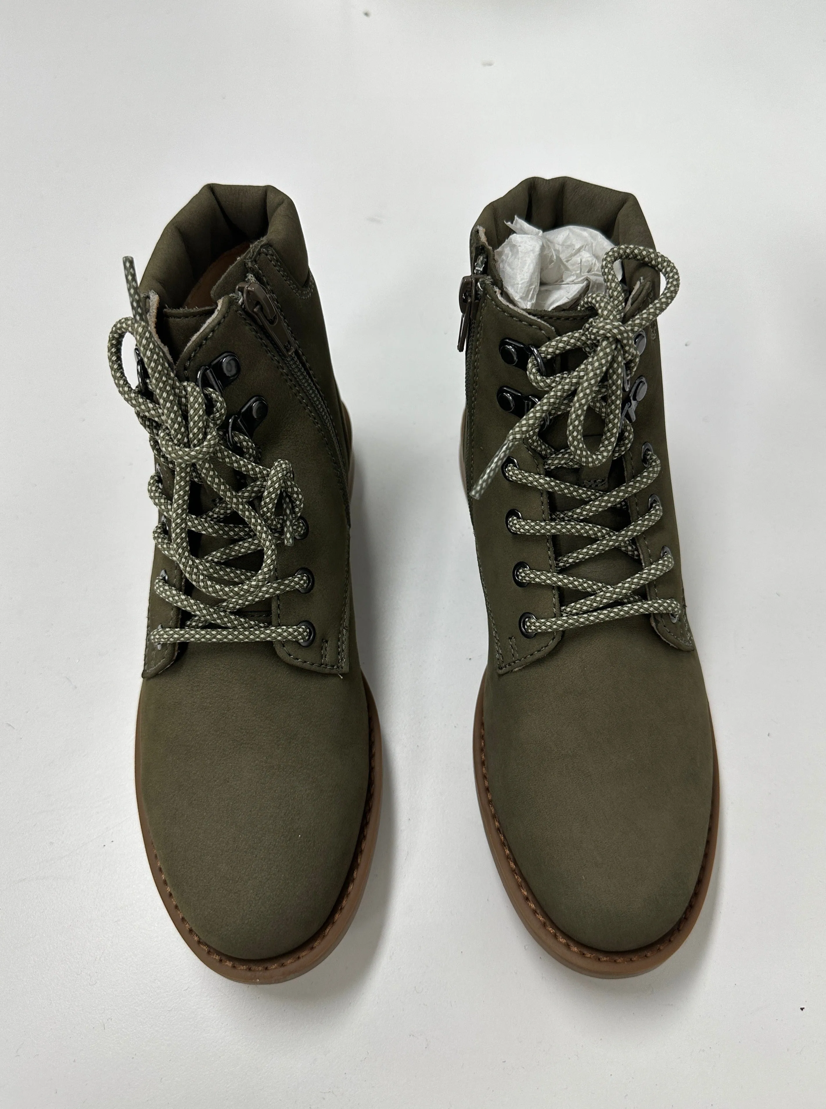 Lace Up Numbuck Boots in Khaki
