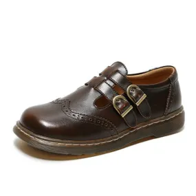 Mary Jane Flat Women Leather T-Strap Uniform Dress Shoes