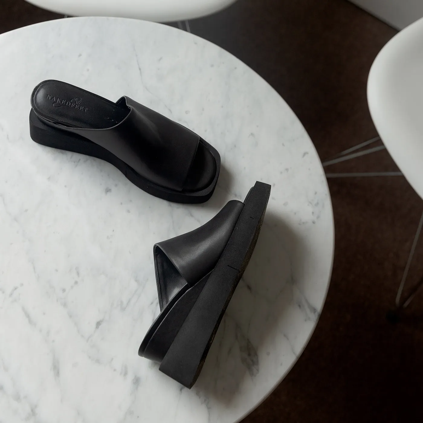NAKED FEET - INFINITY in BLACK Wedge Sandals