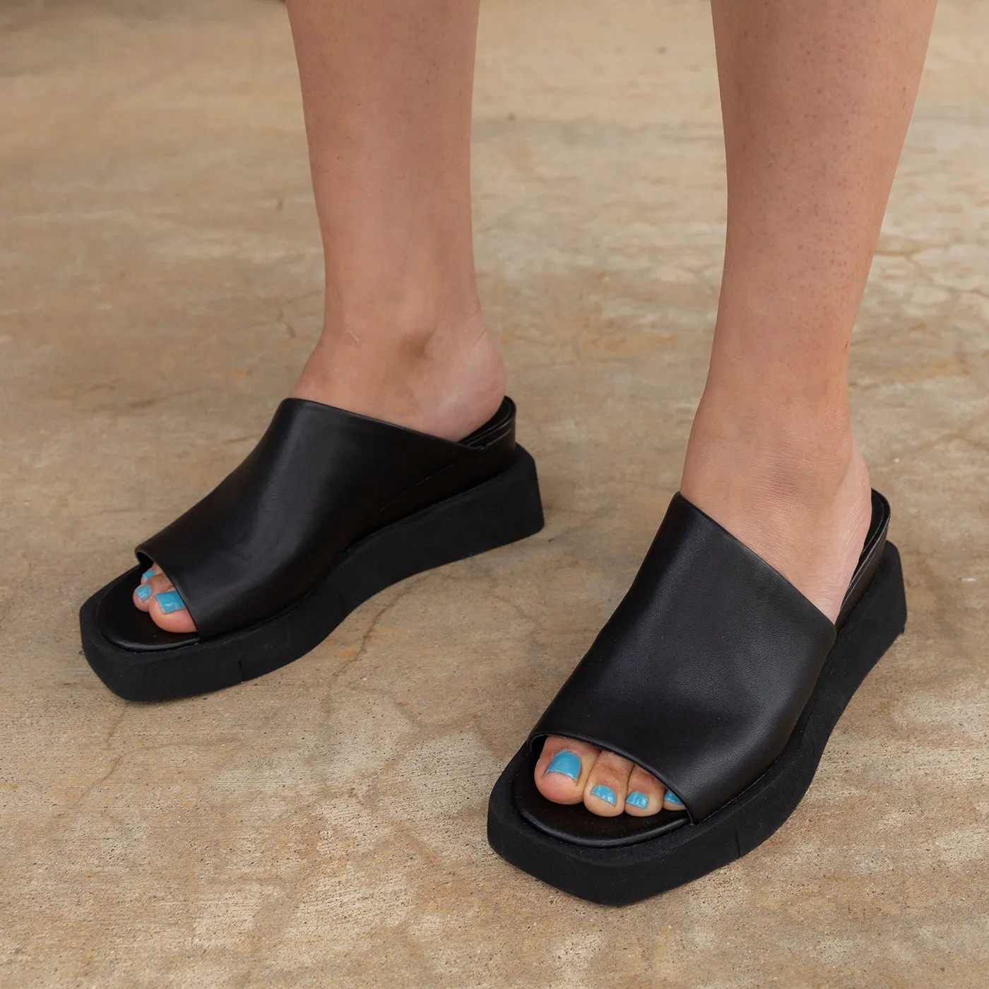 NAKED FEET - INFINITY in BLACK Wedge Sandals
