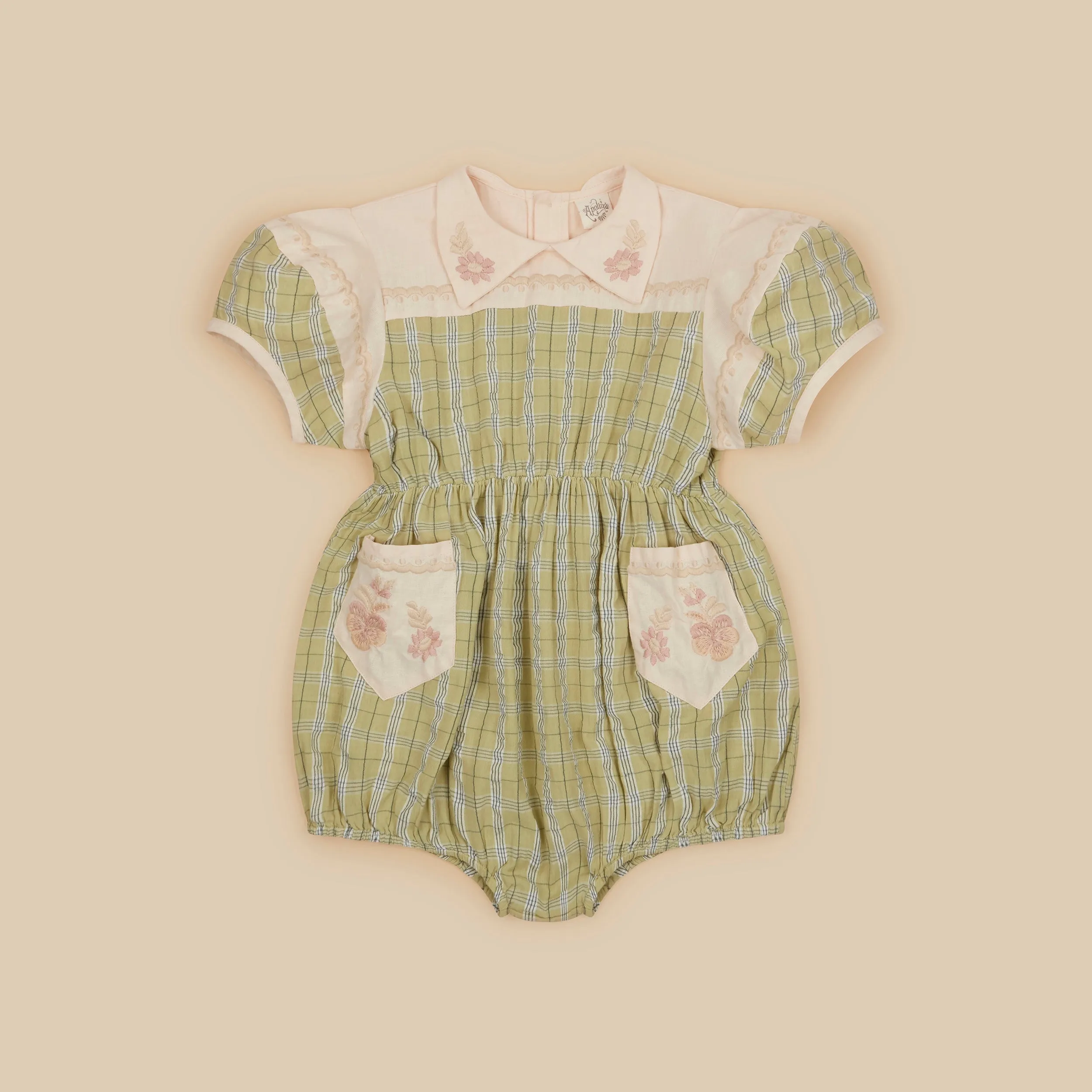 'Nellie' Jumpsuit - Seersucker Sage Check
