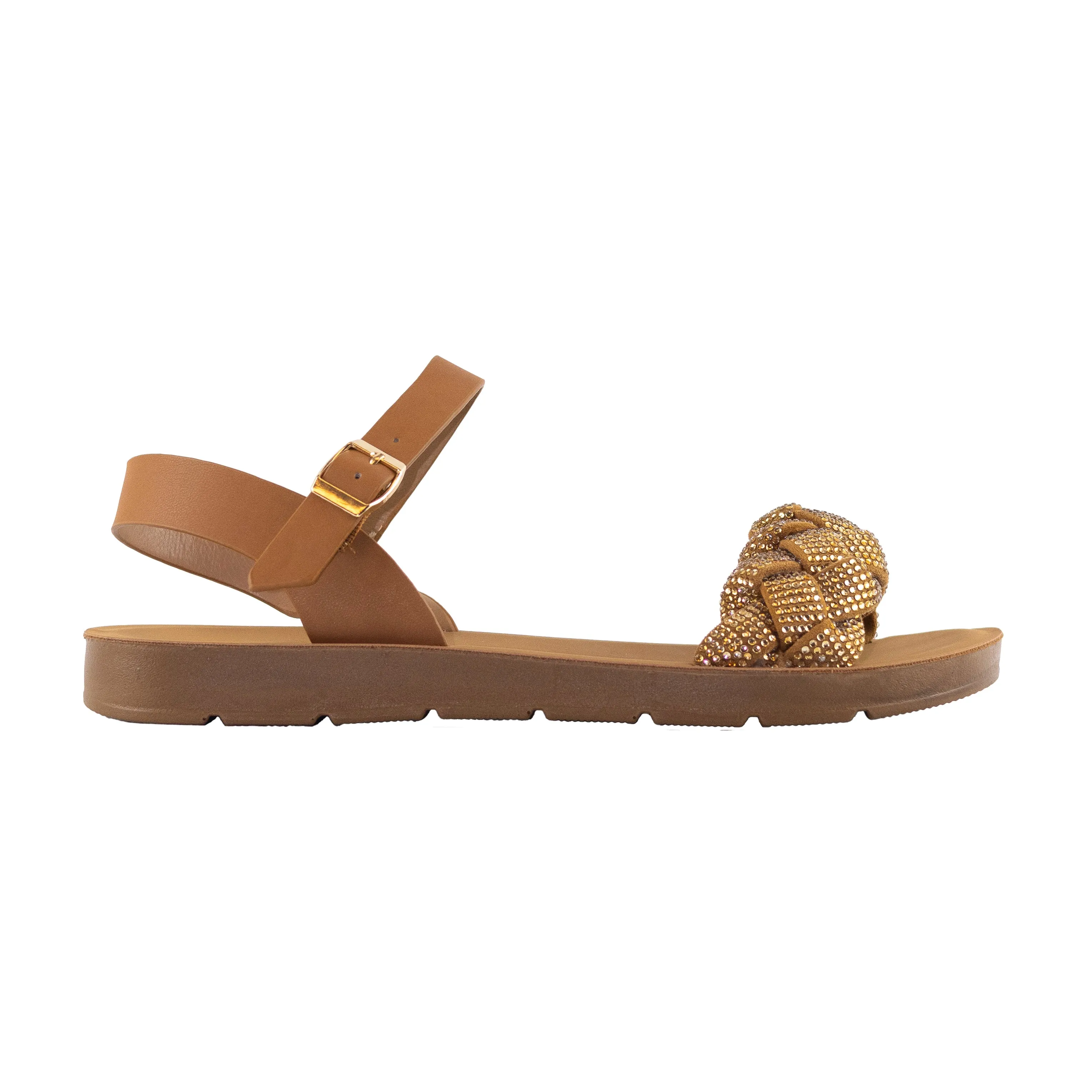 Orion - Embellished Straps Platform Sandals, Front Braided Strap Detail, Comfort Sole, Trendy Summer Footwear, Stylish & Lightweight Design