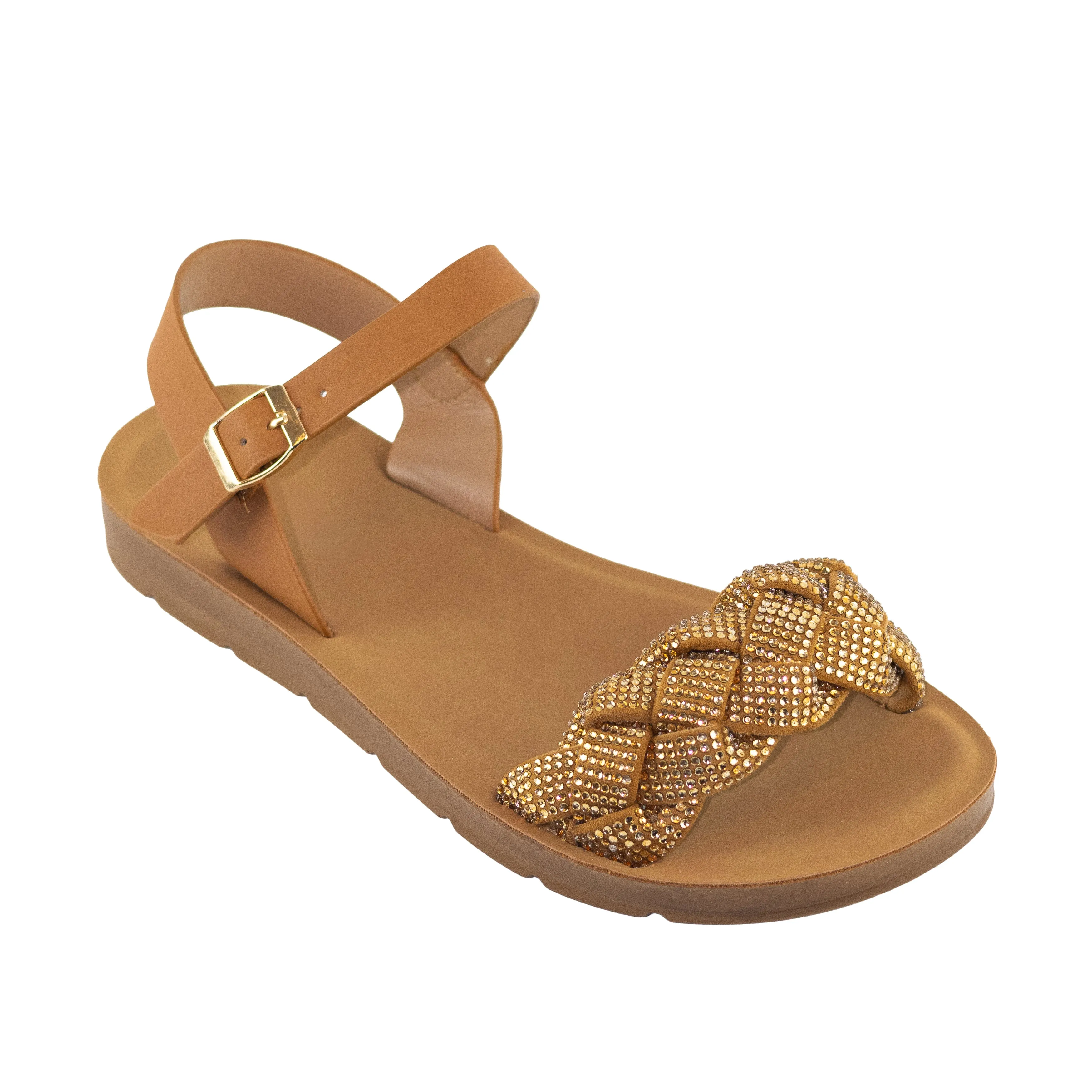 Orion - Embellished Straps Platform Sandals, Front Braided Strap Detail, Comfort Sole, Trendy Summer Footwear, Stylish & Lightweight Design
