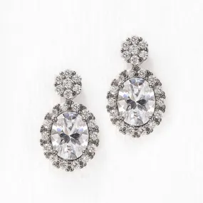 Ovali Halo Drop Earrings