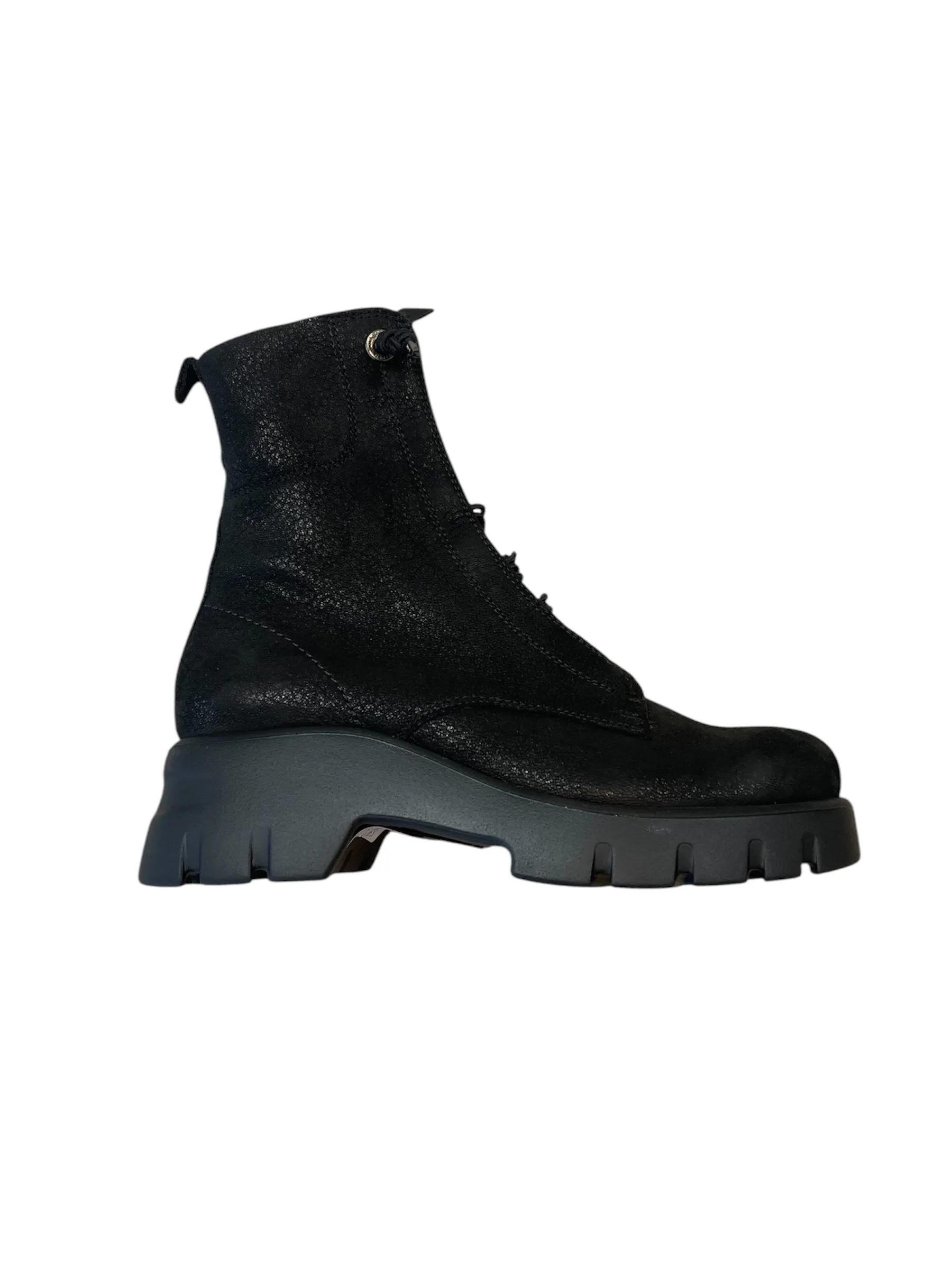 Paul Green black suede leather laced up  boots