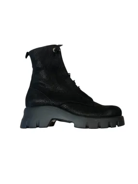 Paul Green black suede leather laced up  boots