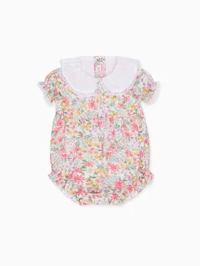 Pink Floral Nieve Baby Girl Romper