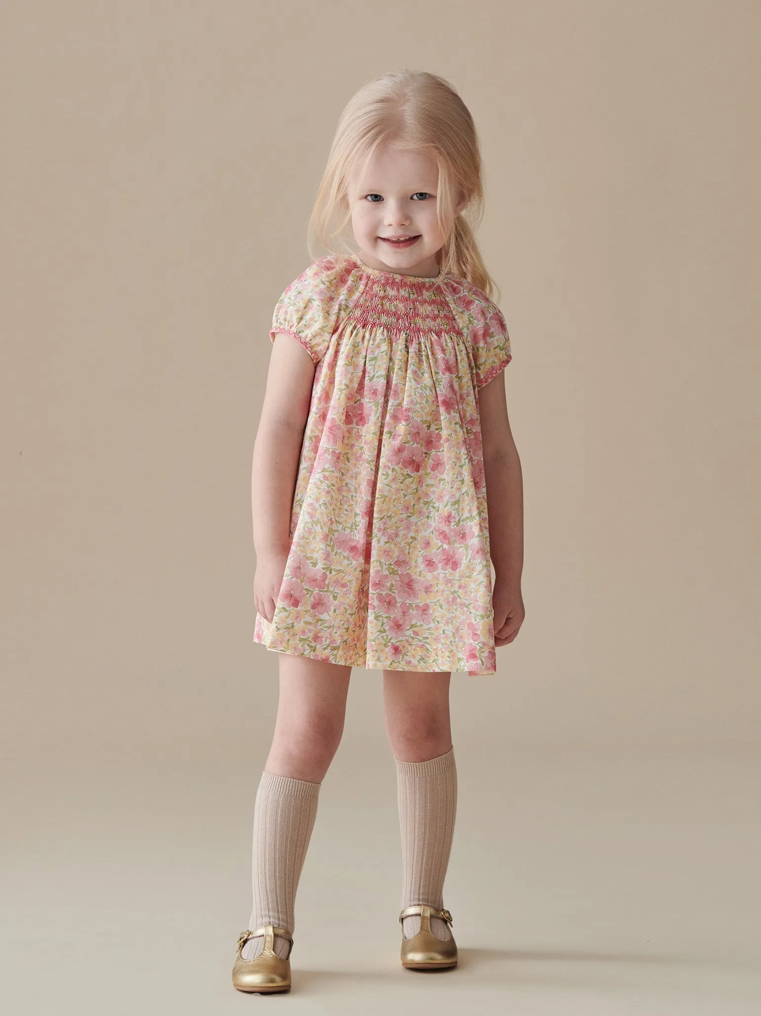 Pink Floral Sonia Baby Girl Hand-Smocked Set