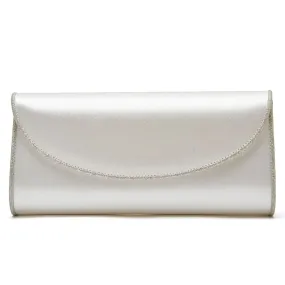 Rainbow Club Ivory Satin and Silver Bridal Clutch Bag Viki
