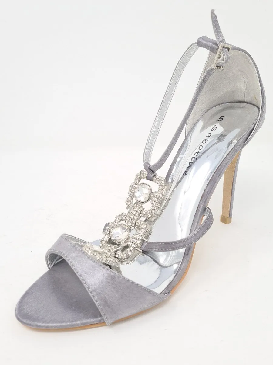 Sabatine Silver & Diamante Crystal High Heel Sandals