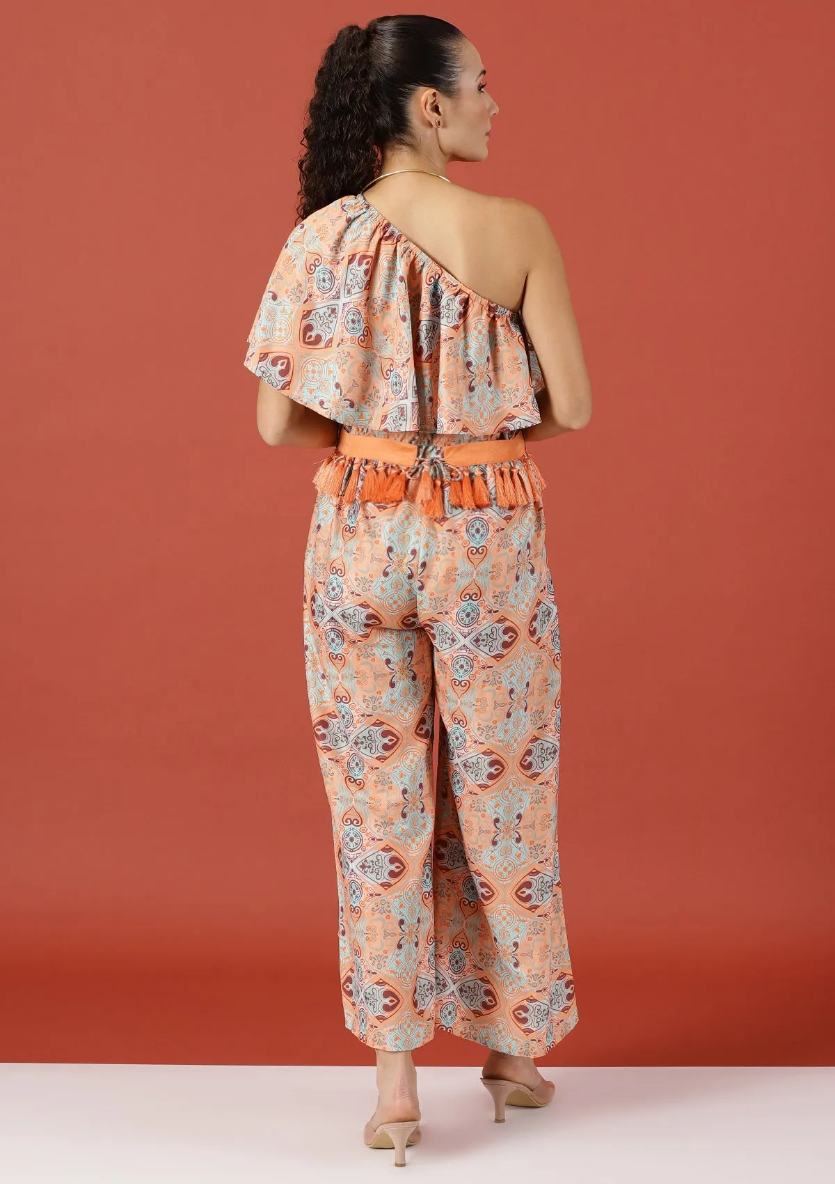 Sabrina - Printed One Shoulder Jumpsuit