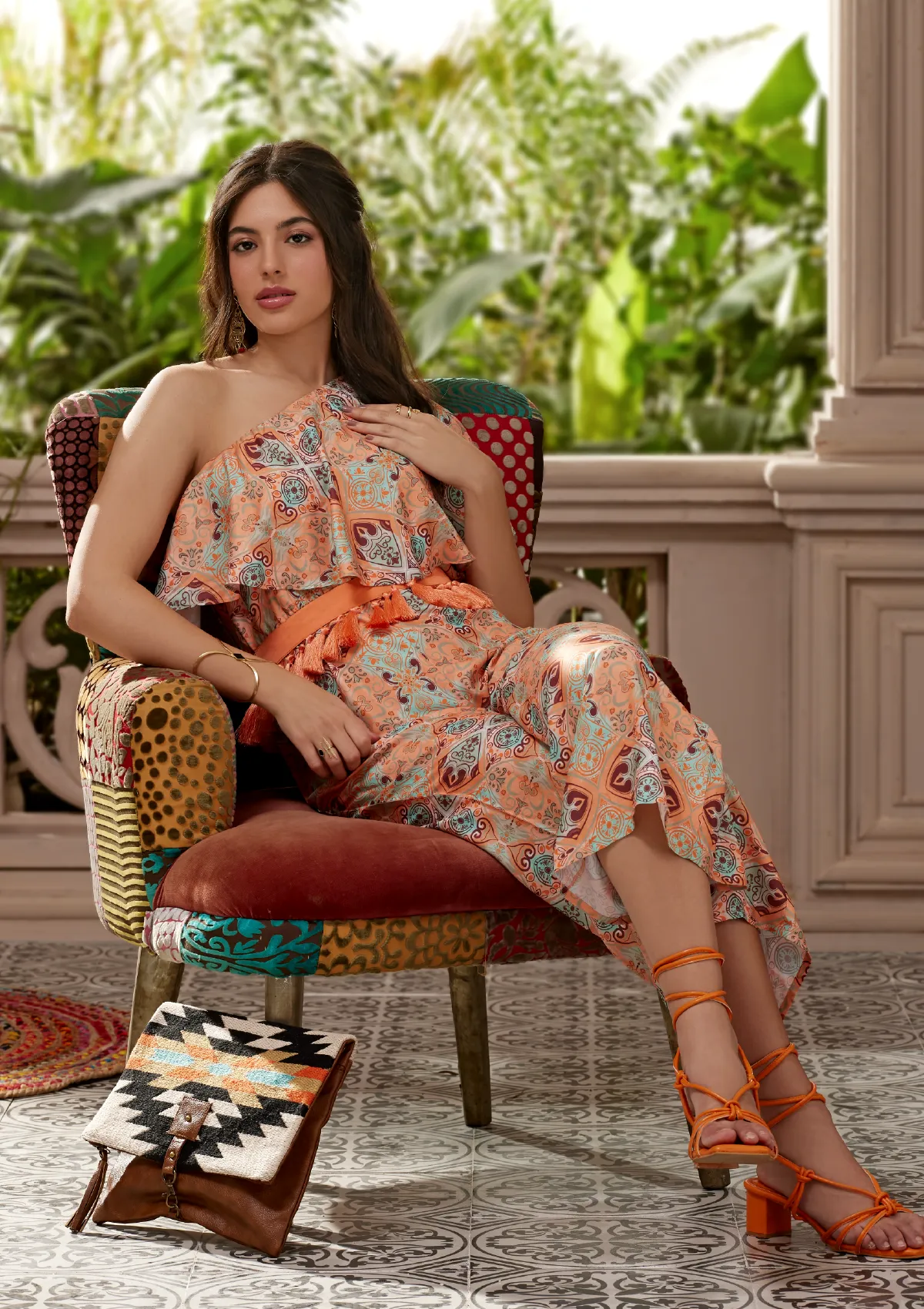 Sabrina - Printed One Shoulder Jumpsuit