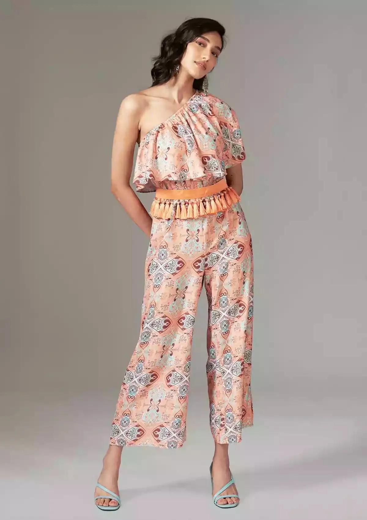 Sabrina - Printed One Shoulder Jumpsuit