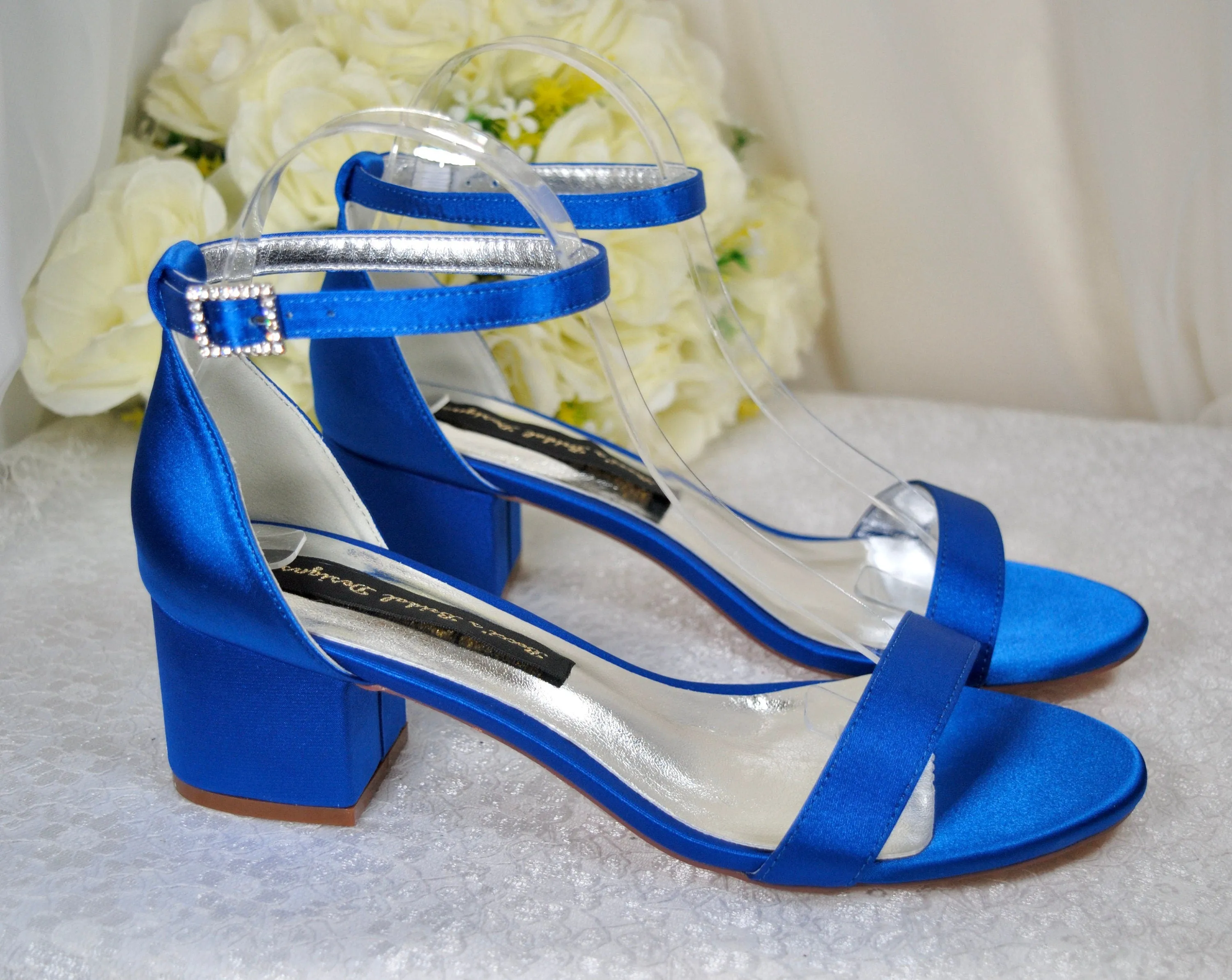 Satin Block Heel Sandals