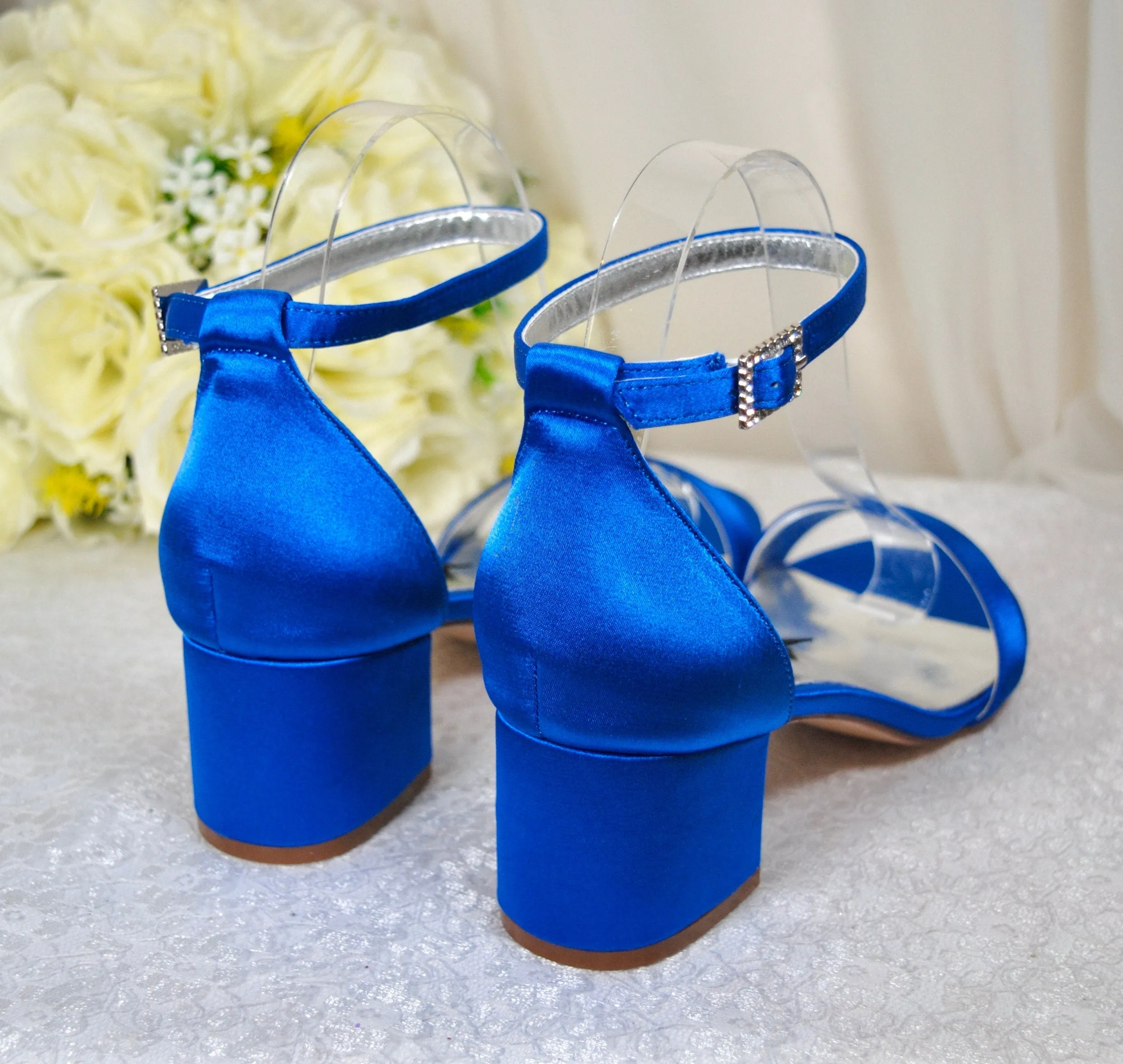 Satin Block Heel Sandals