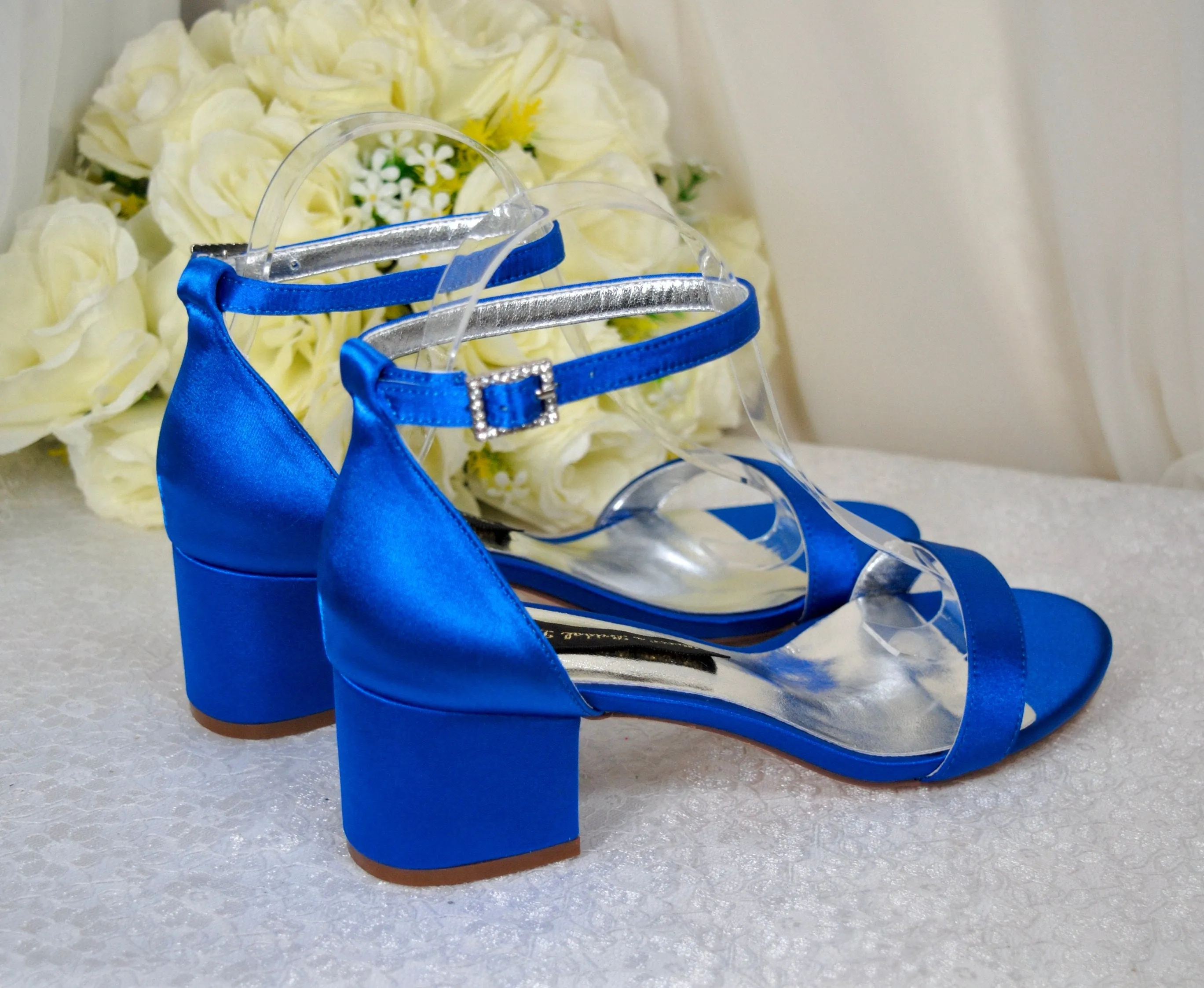 Satin Block Heel Sandals