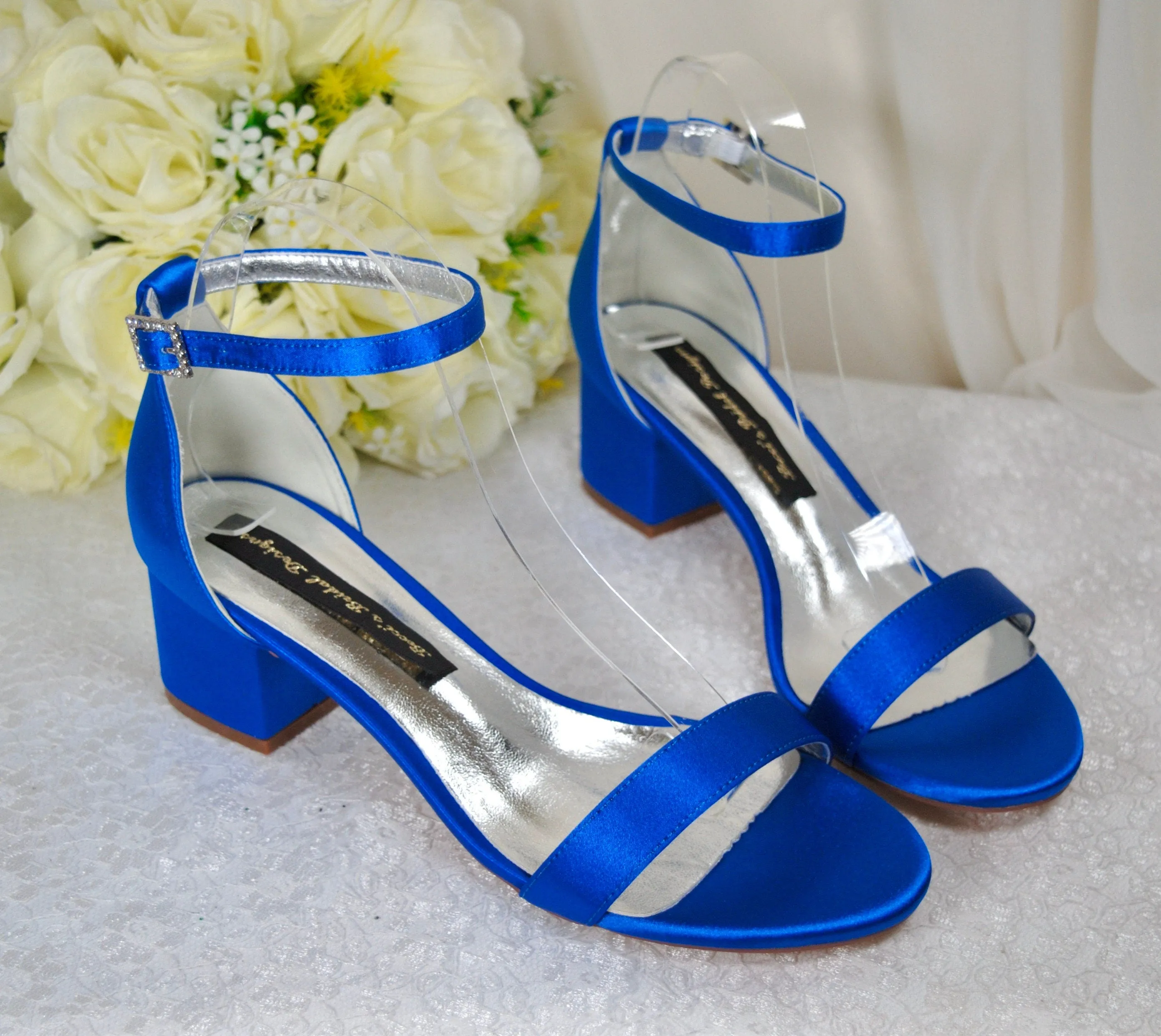 Satin Block Heel Sandals