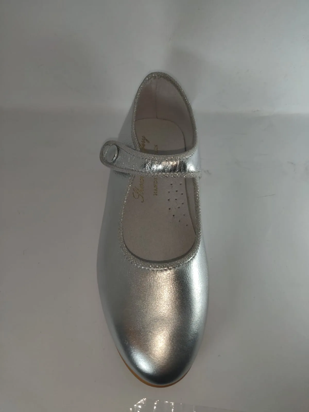 Shawn & Jeffery Girls Silver Leather Classic Button Mary Jane