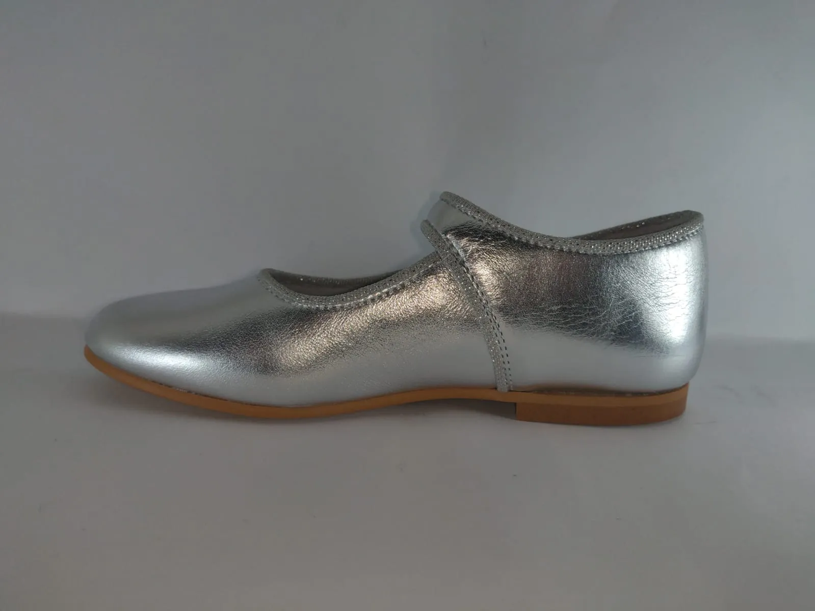 Shawn & Jeffery Girls Silver Leather Classic Button Mary Jane