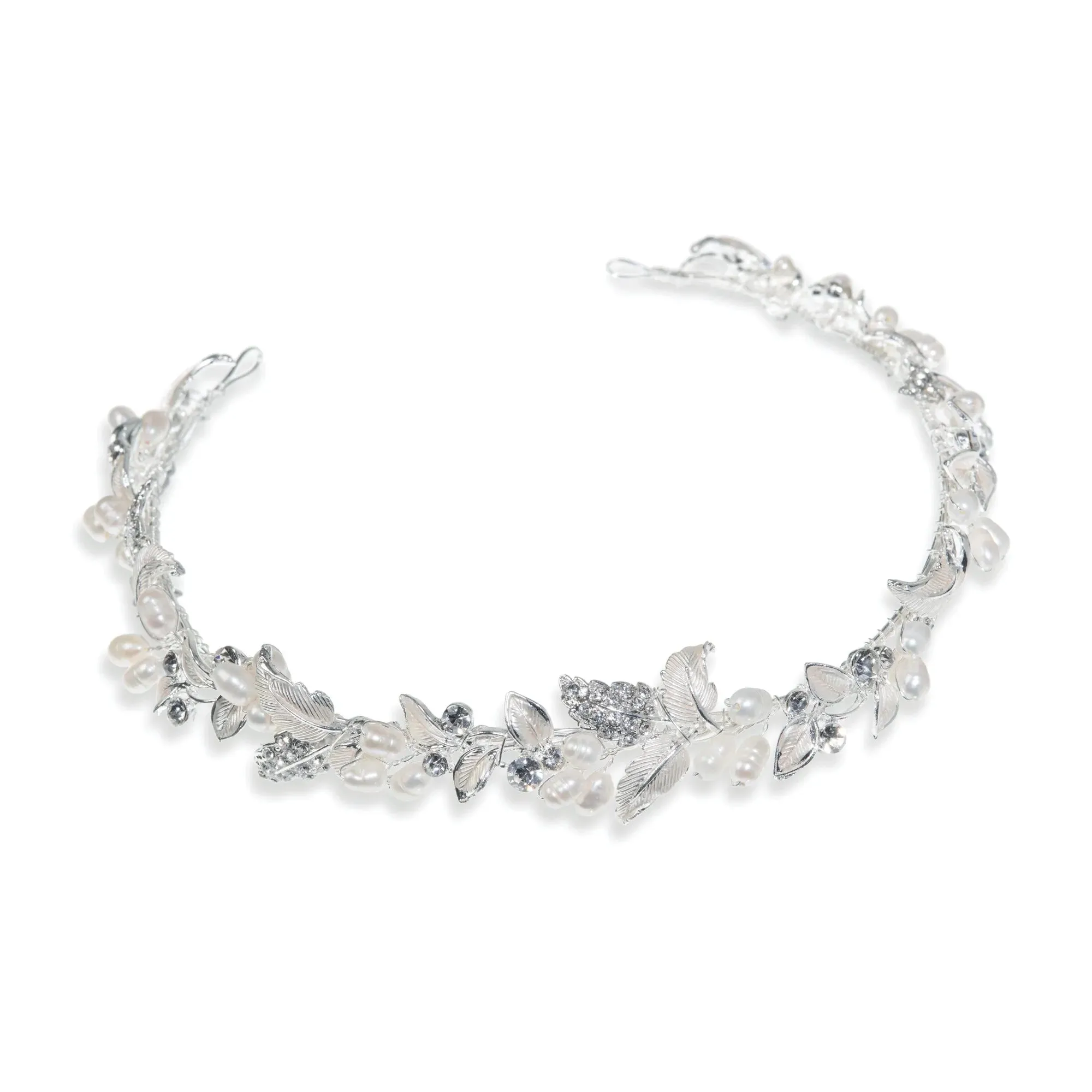 Silver Bridal Hair Vine with Crystals & Pearls By Ivory & Co, FUCHSIA