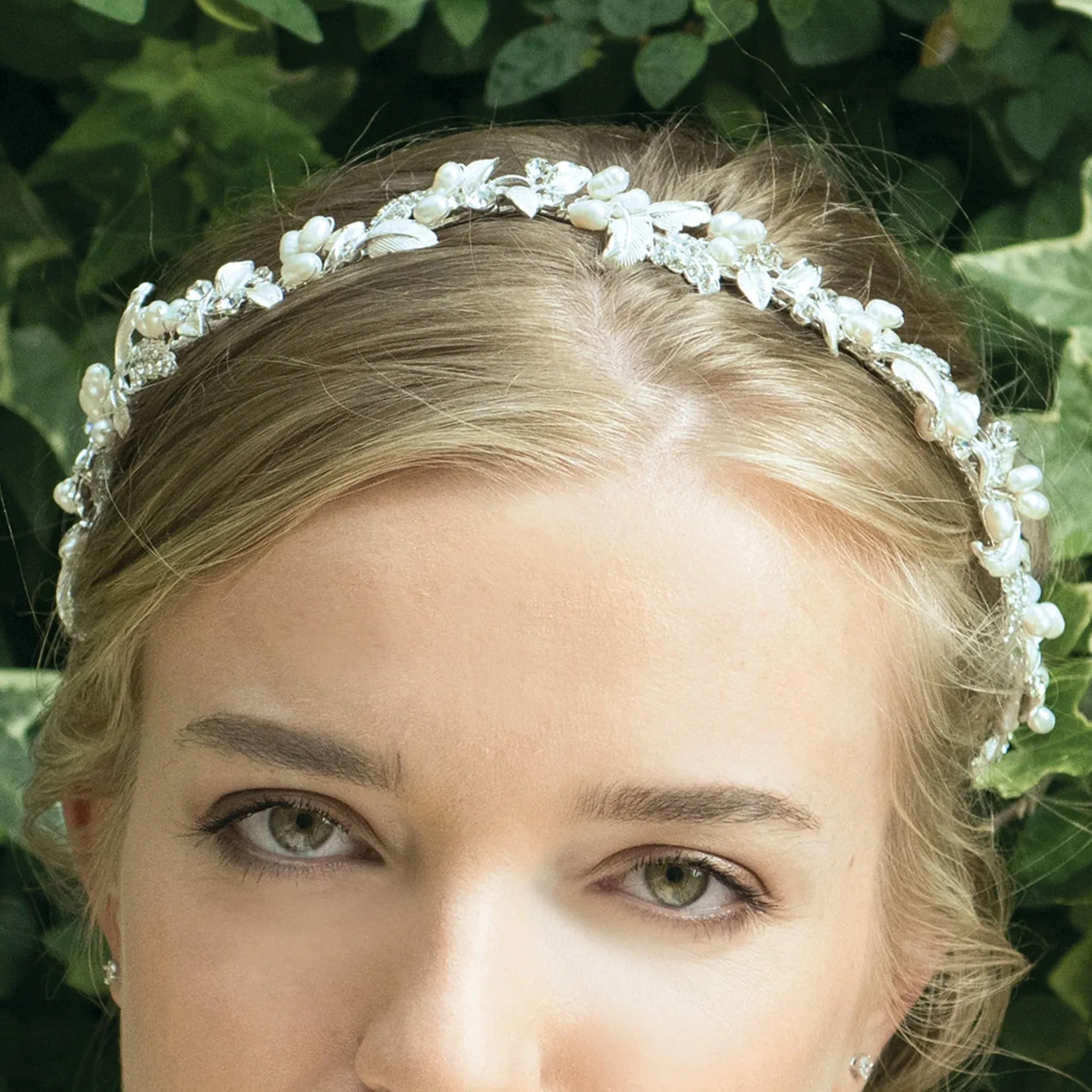 Silver Bridal Hair Vine with Crystals & Pearls By Ivory & Co, FUCHSIA
