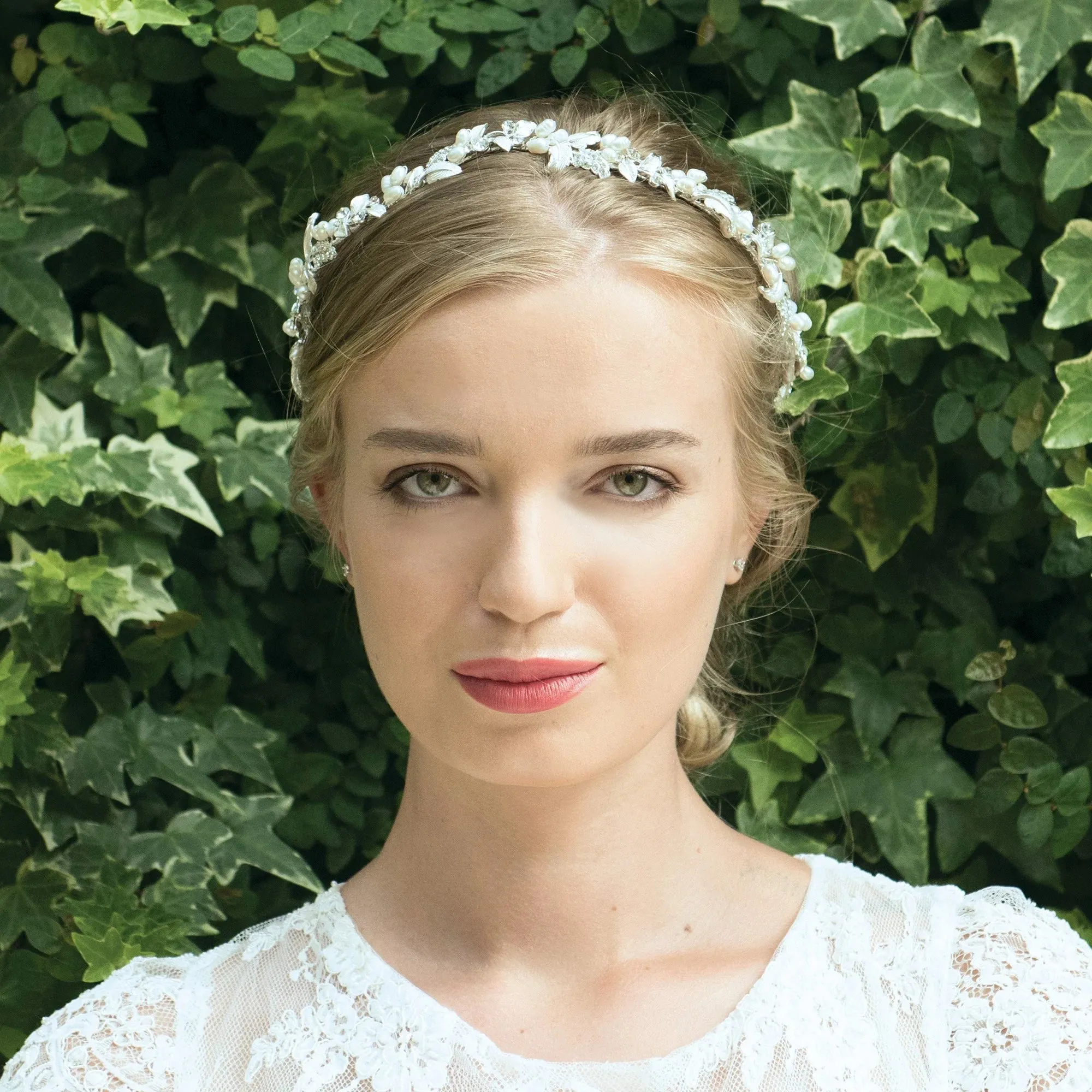 Silver Bridal Hair Vine with Crystals & Pearls By Ivory & Co, FUCHSIA