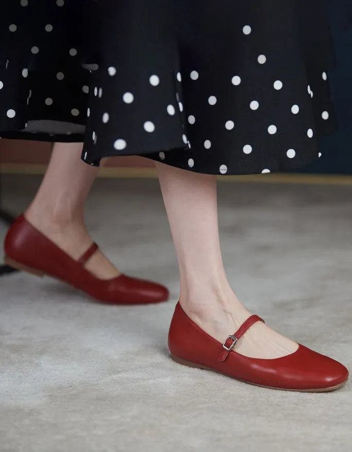 Single Strap Soft Leather Flats Ballet Shoes
