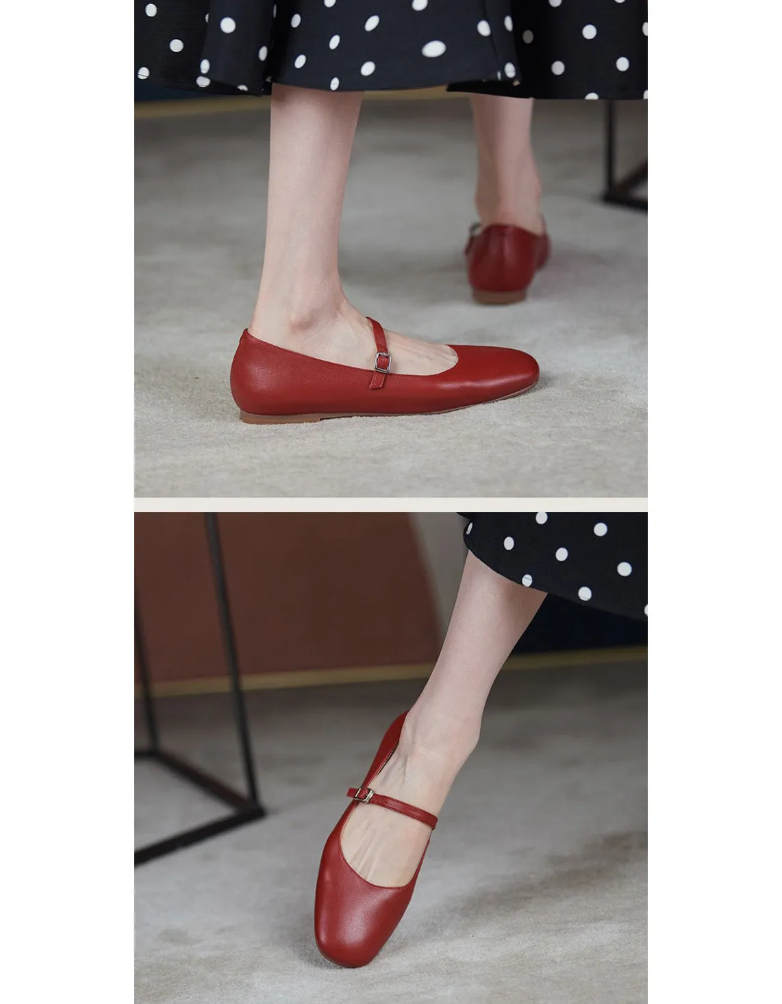 Single Strap Soft Leather Flats Ballet Shoes