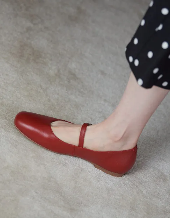 Single Strap Soft Leather Flats Ballet Shoes