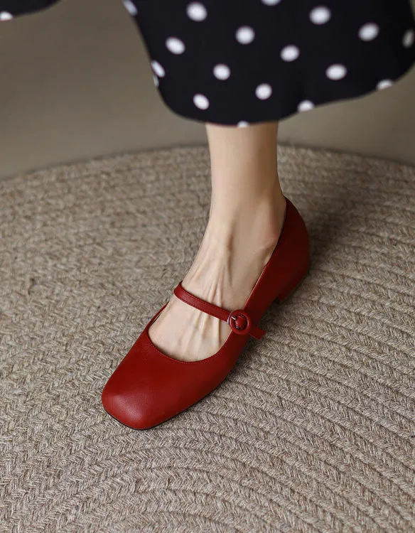 Single Strap Soft Leather Flats Ballet Shoes