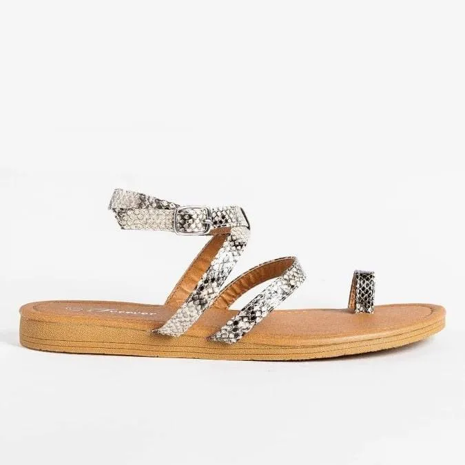 Snake Print Strappy Sandals