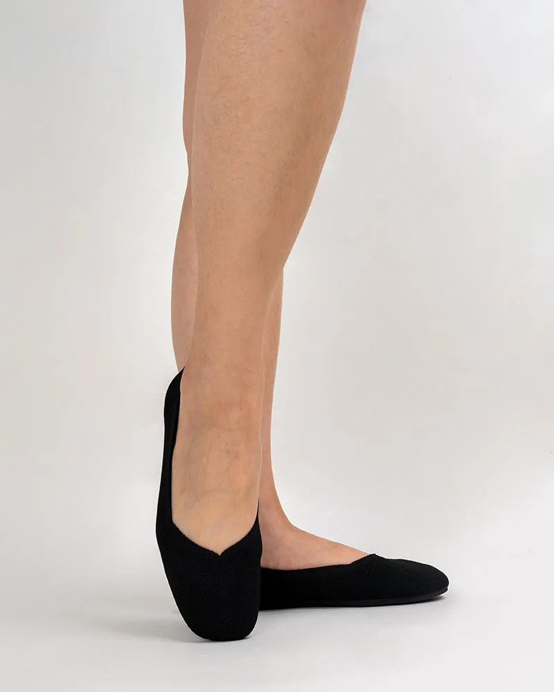 Solid Color V-Cut Square Toe Ballet Flats