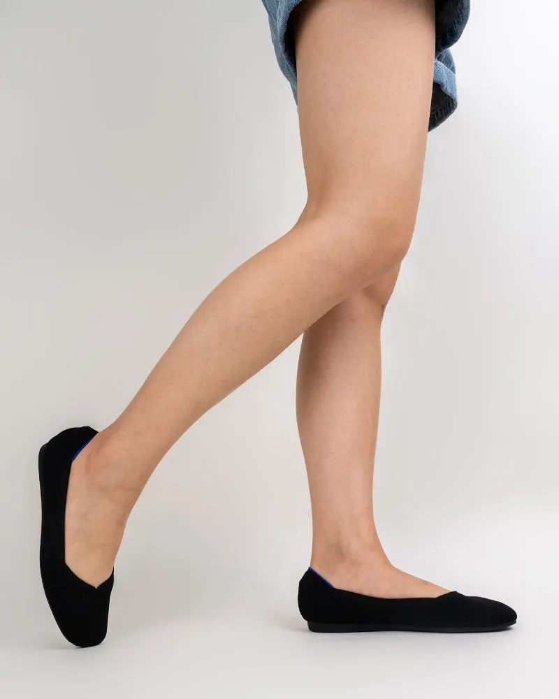 Solid Color V-Cut Square Toe Ballet Flats
