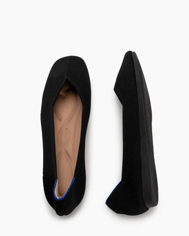 Solid Color V-Cut Square Toe Ballet Flats