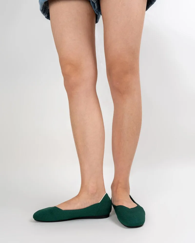 Solid Color V-Cut Square Toe Ballet Flats