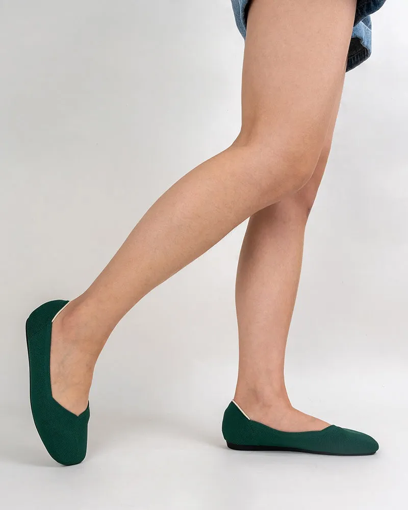 Solid Color V-Cut Square Toe Ballet Flats